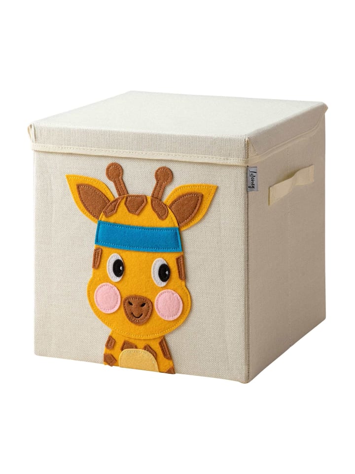 Aufbewahrungsbox mit Deckel Giraffe hell, 33 x 33 x 33 cm