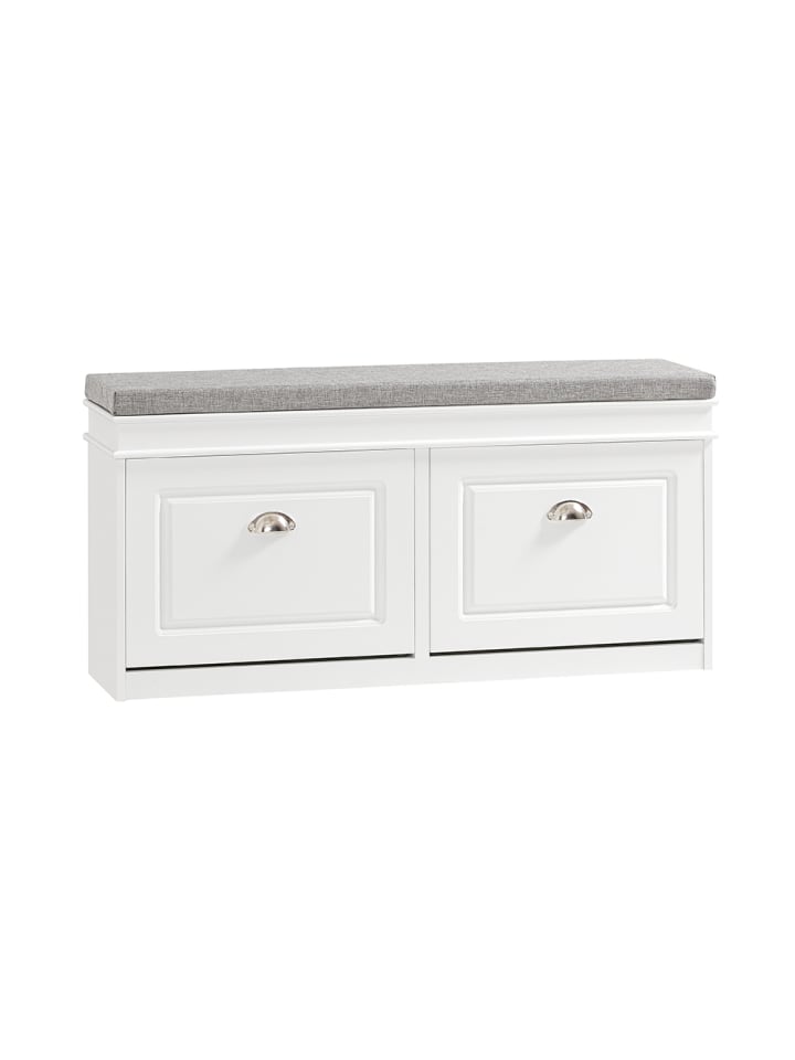 Schuhschrank mit Sitzfläche in Mattweiß - (W) 24 x (H) 51 x (L) 104 cm