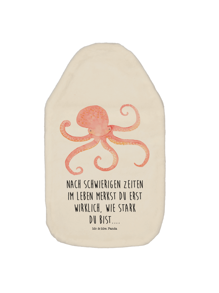 Wärmflasche Tintenfisch mit Spruch in Weiß