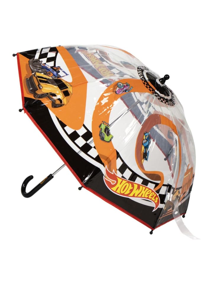 Hot Wheels Kinder Ø 71 cm Regenschirm manueller Bubble-Schirm in Orange