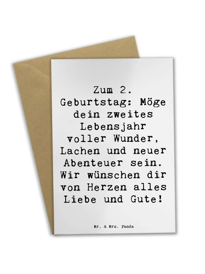 Spruchkarte Spruch 2. Geburtstag Wünsche mit Sp... in Weiß