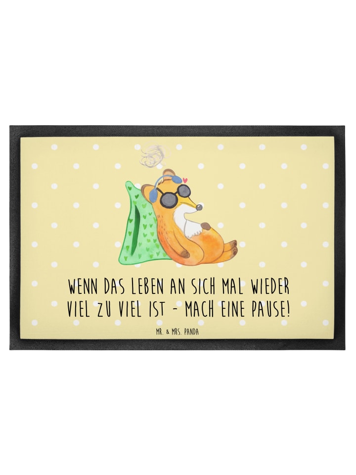 Schmutzfangmatte Fuchs Neurodiversität mit Spruch in Gelb Pastell
