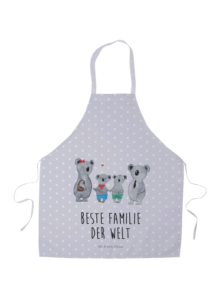 Schürze Koala Familie zwei mit Spruch in Grau Pastell