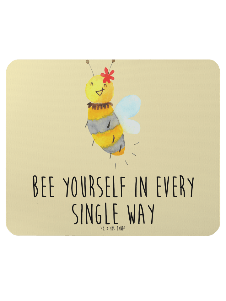 Maus Pad Biene Blume mit Spruch in Gelb Pastell