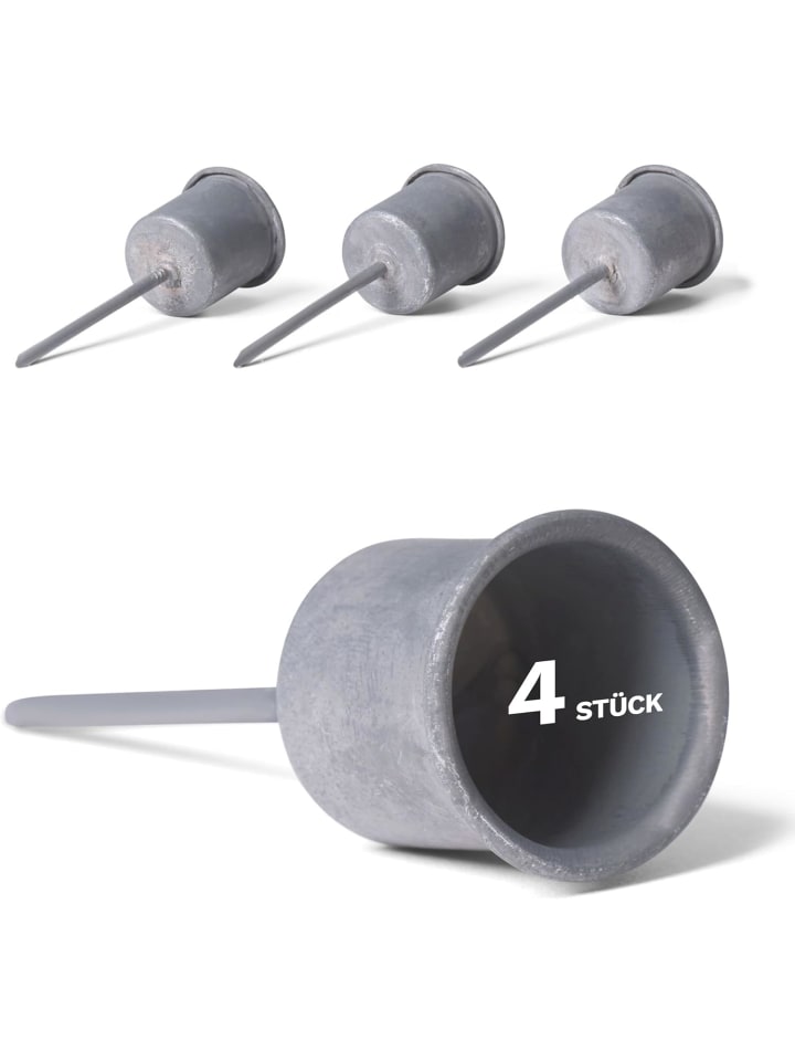 4X Stabkerzenhalter grau I Kerzenpick 7,1 x Ø 2,8 cm Kerzenstecker für in Grau