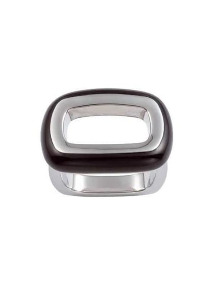 Fossil Damenring aus Edelstahl in Silber/Schwarz