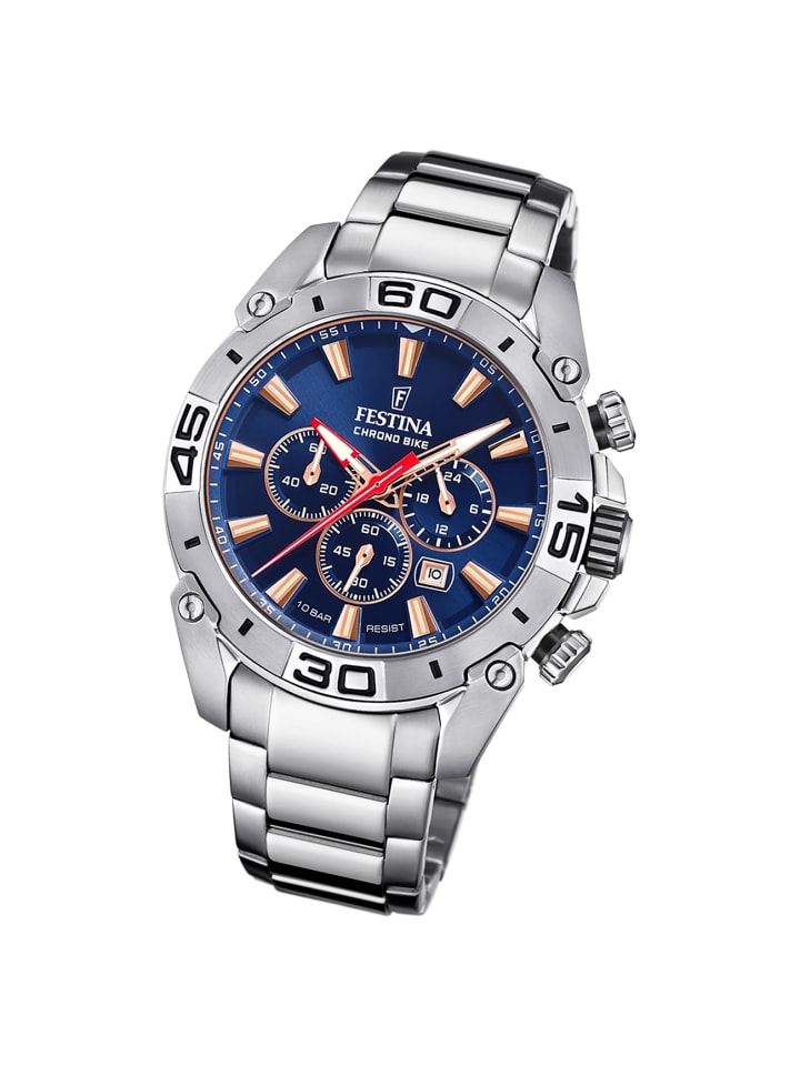 Analog-Armbanduhr Festina Chrono Bike silber extra groß (ca. 46mm)