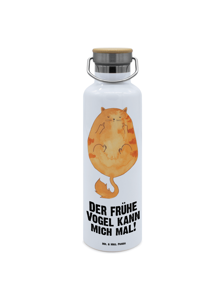 Trinkbehälter Katze Frühaufsteher mit Spruch in Weiß