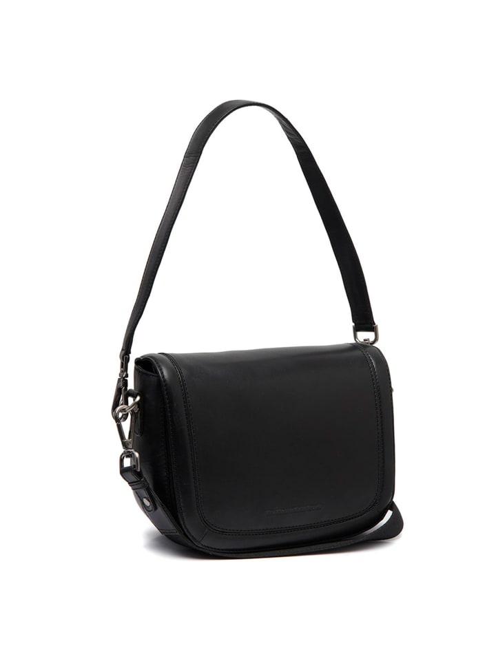 Lizzola Schultertasche Leder 24 cm black