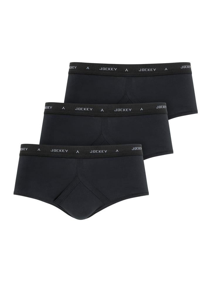 Slips Uk Classic Cotton Rib Y-Front 3 Stück in Schwarz