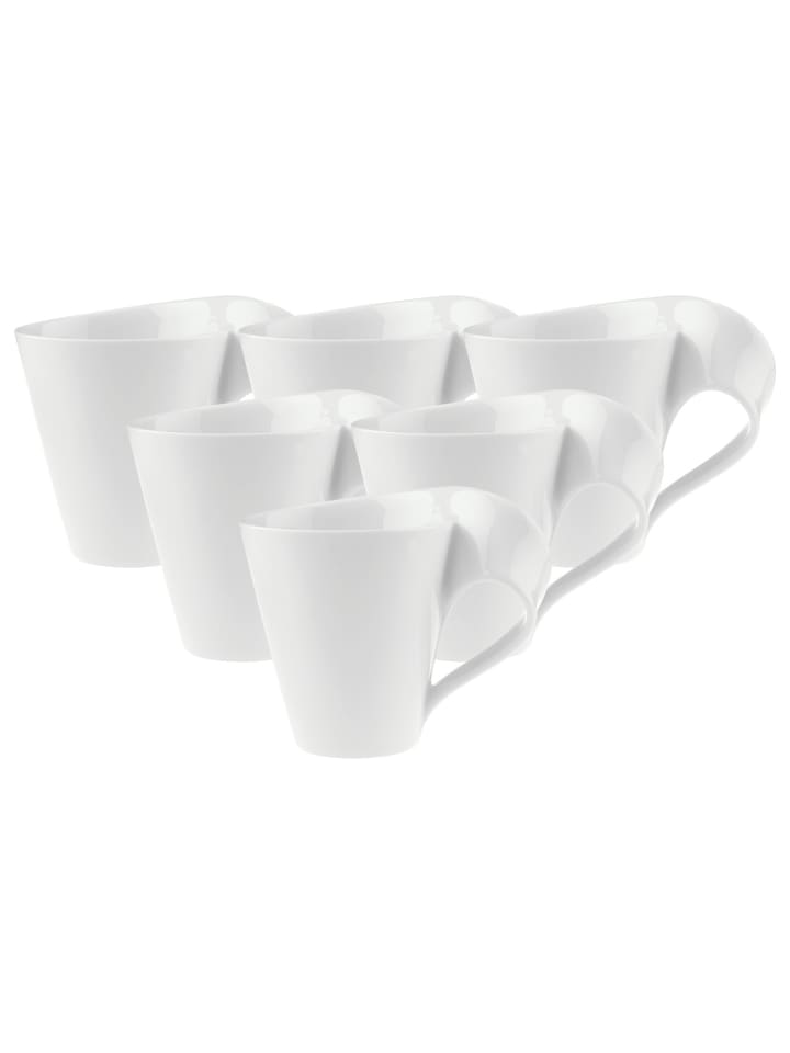 6er Set Becher mit Henkel NewWave in Weiß 300 ml