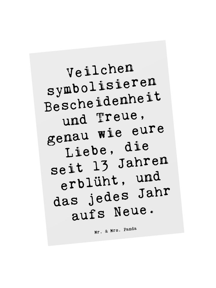 Postkarte Spruch 13. Hochzeitstag Veilchenhochz... in Weiß