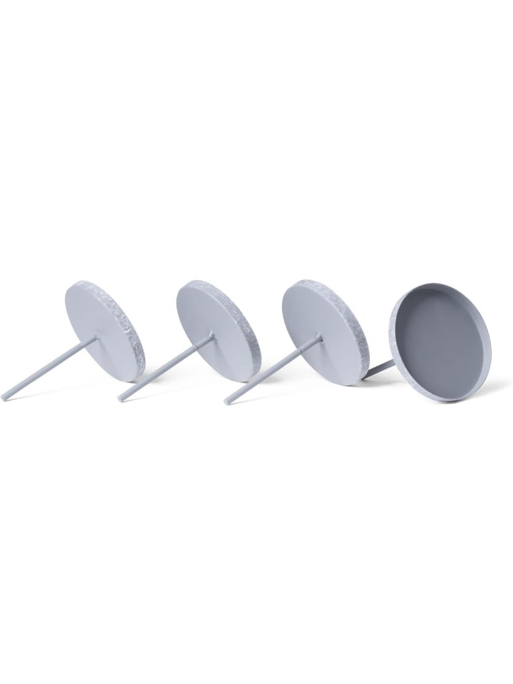 4X Kerzenpick Flach 8 cm GRAU Kerzenhalter für Adventskranz Kerzenpin in Grau