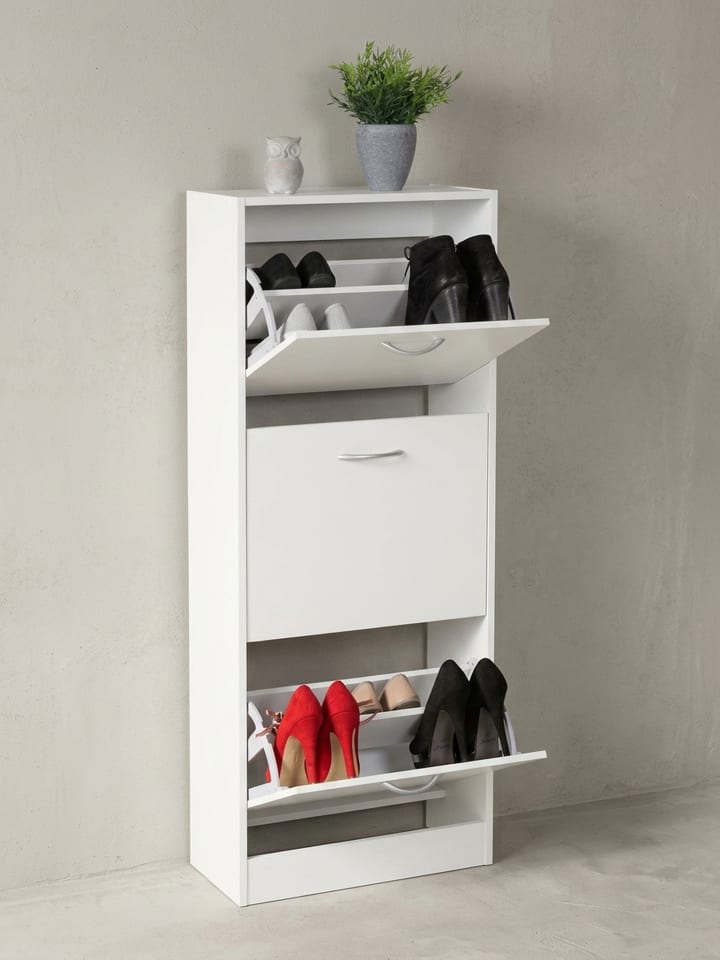 Schuhschrank | 125cm, 3 Fächer, Klappbar, 18 Paar
