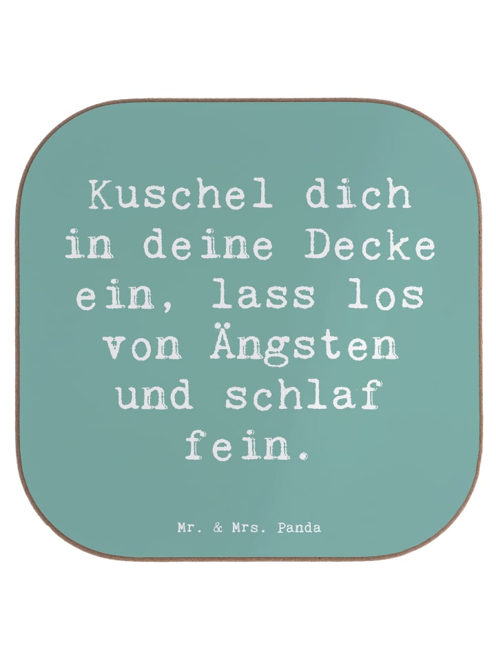 Coaster Spruch Alleine schlafen lernen mit Spruch in Meeresbrise