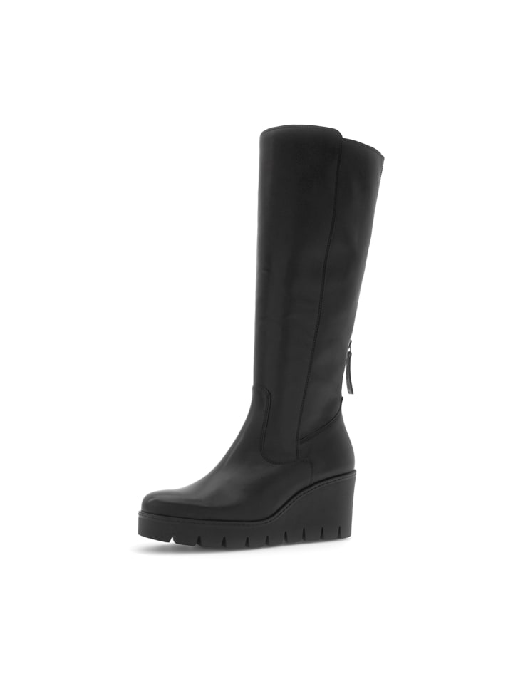 Keilstiefel in Schwarz