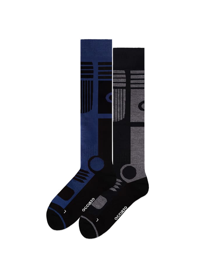 2er Pack Skisocken Felix in Schwarz-Navy