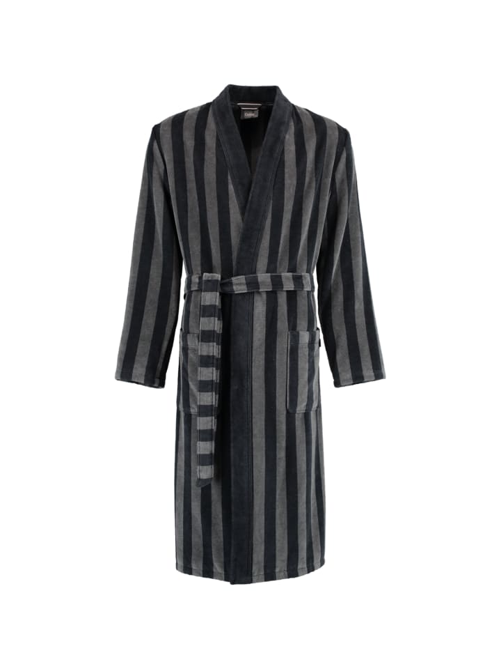 Cawö Bademäntel Herren Kimono Streifen 2612 schwarz - 97 in schwarz - 97