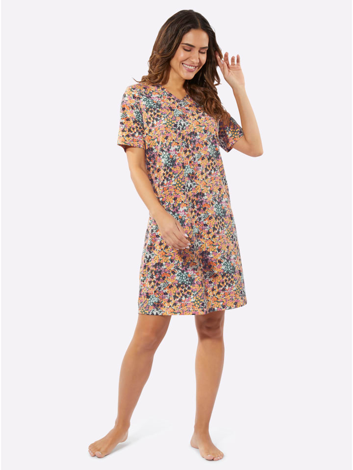 Nachthemd in apricot-bedruckt