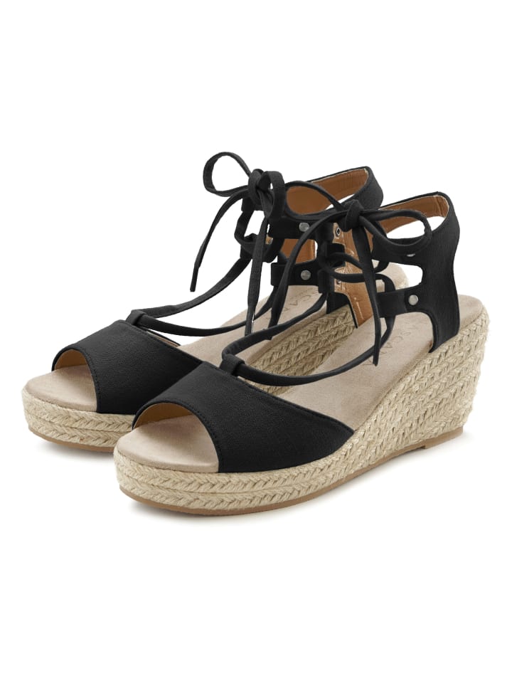 Keilsandalette in schwarz