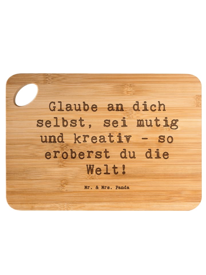 Servierbrett Spruch Die Freude an der Kreativit... in Braun