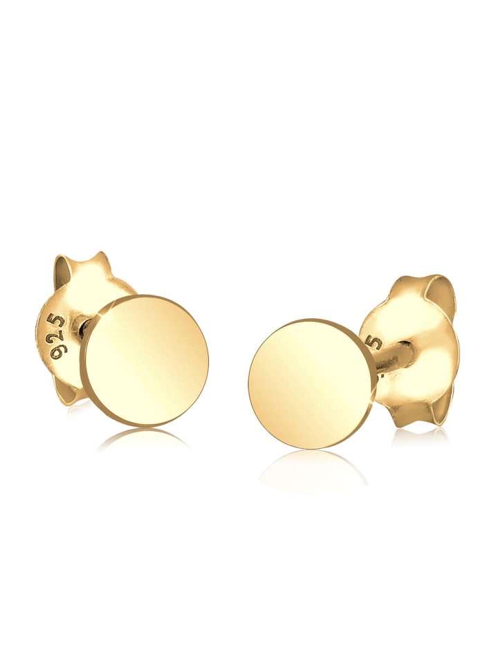 Ohrringe 925 Sterling Silber Geo, Kreis in Gold
