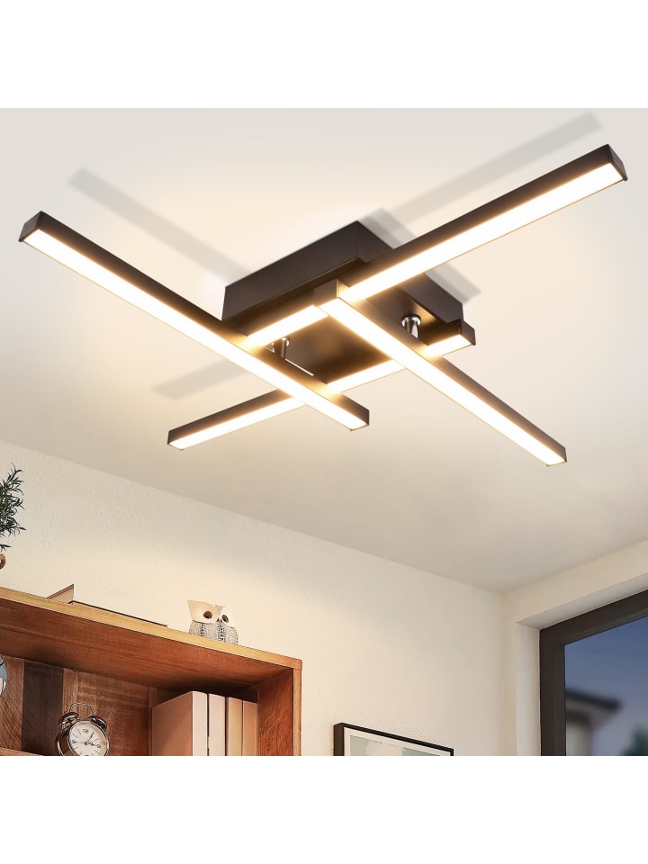 Deckenleuchte LED in Schwarz 24W 3000K Modern L 45.5cm