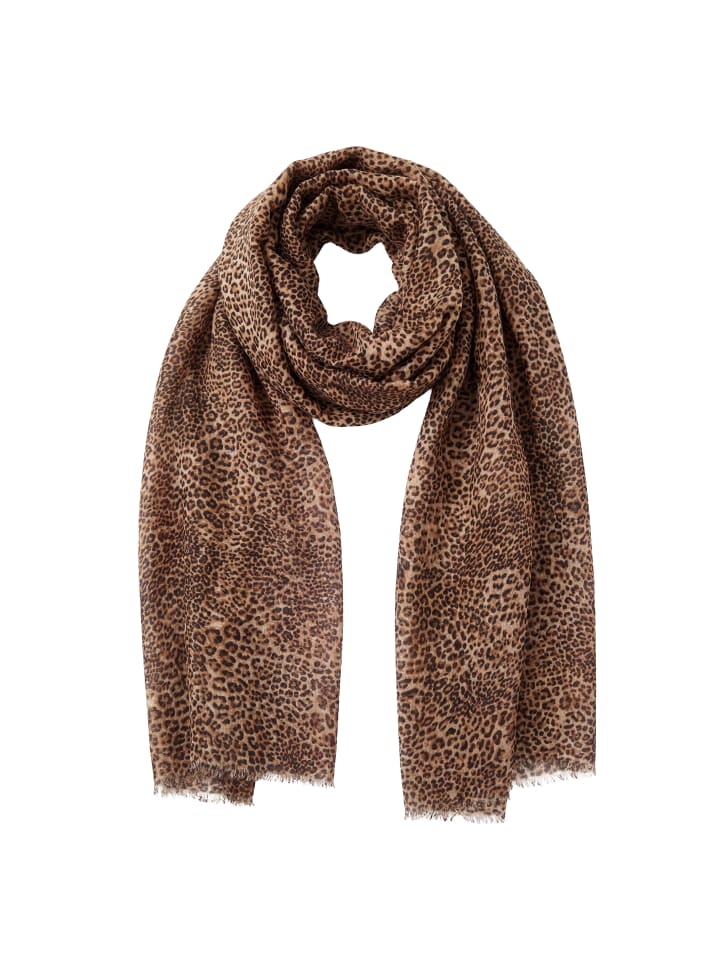 Women Feminine Scarf in Beige Black Leo