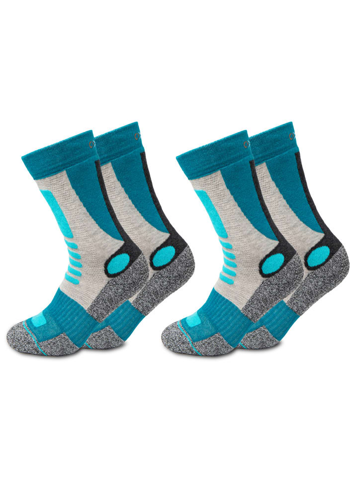 2er Pack Wandersocken Gerlinde in Türkis-Grau