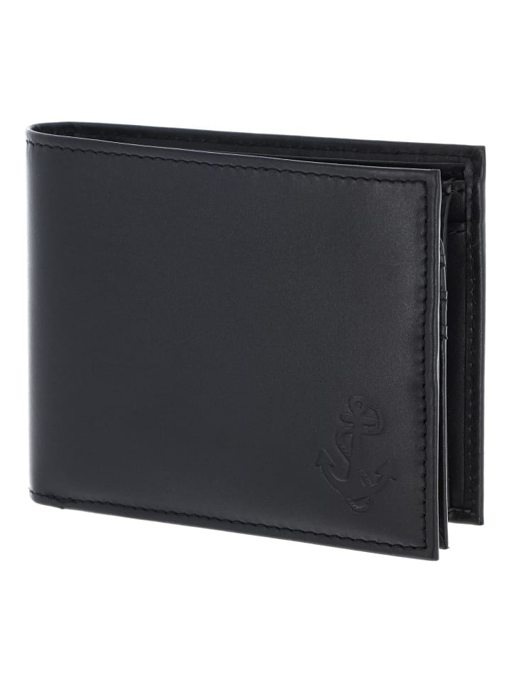 Leather Geldbörse RFID Schutz Leder 12 cm schwarz-freedom anchor