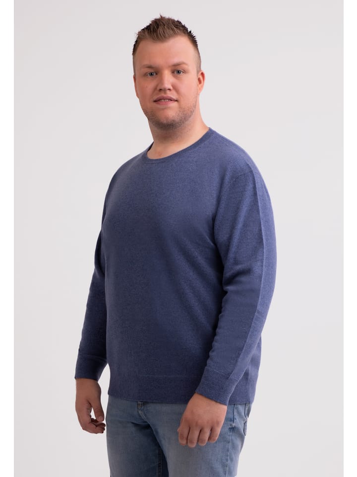 Rundhals Pullover in Jeans Blau