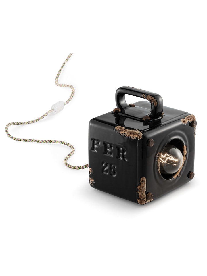 Tischlampe (B)15.5 x (L)18 x (H)20 cm in Schwarz Shabby Antik