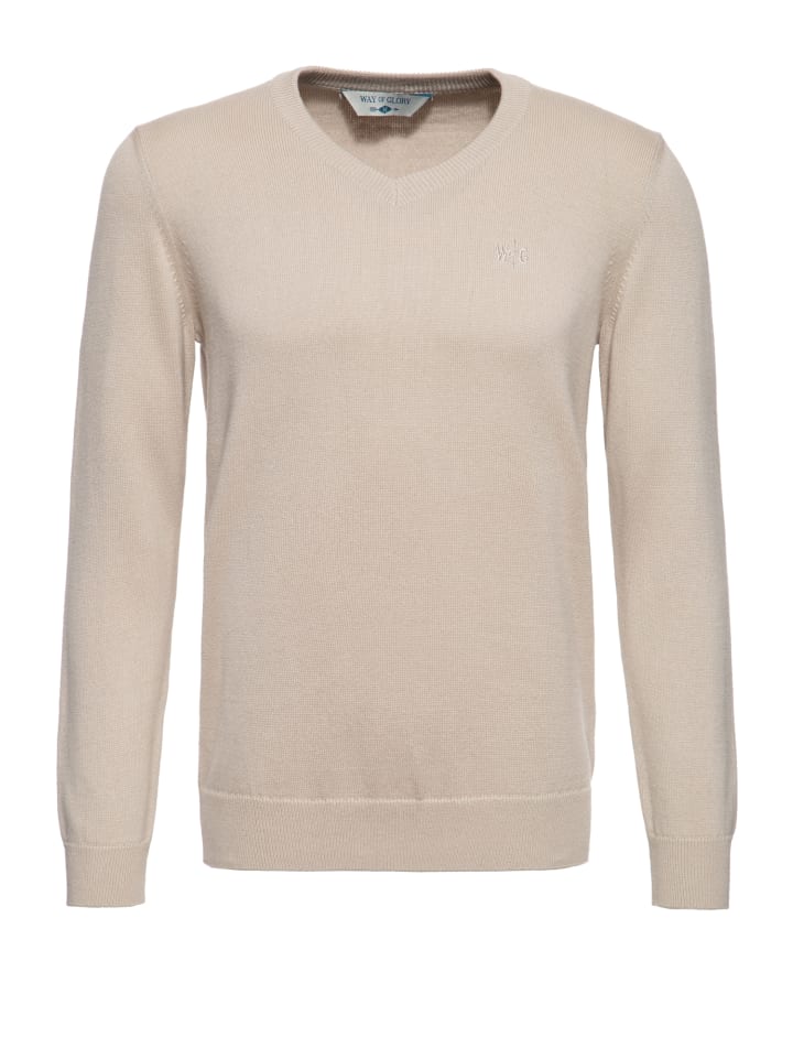 Way of Glory WAY OF GLORY Herren Pullover mit V-Ausschnitt in ecru
