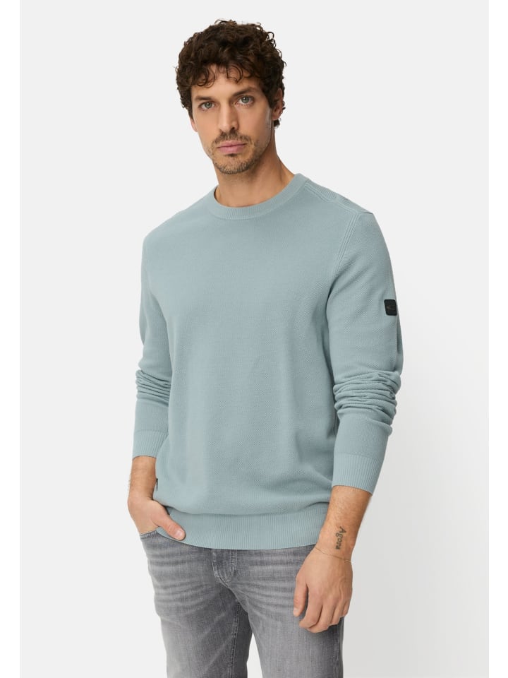 Strickpullover mit Rundhalsausschnitt in Wasserblau