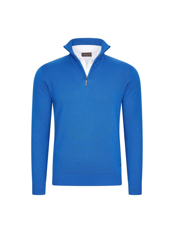 Pullover Zip Mock in Blau