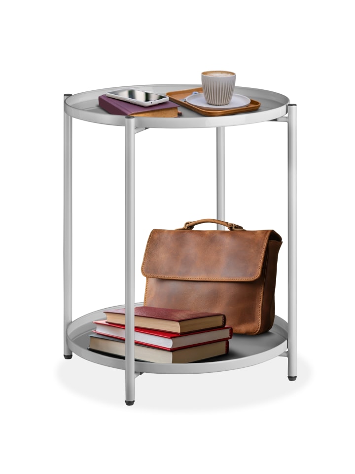 Nachttisch, 45,5 x 45,5 x 53 cm, rund mit abnehmbaren Ablagen