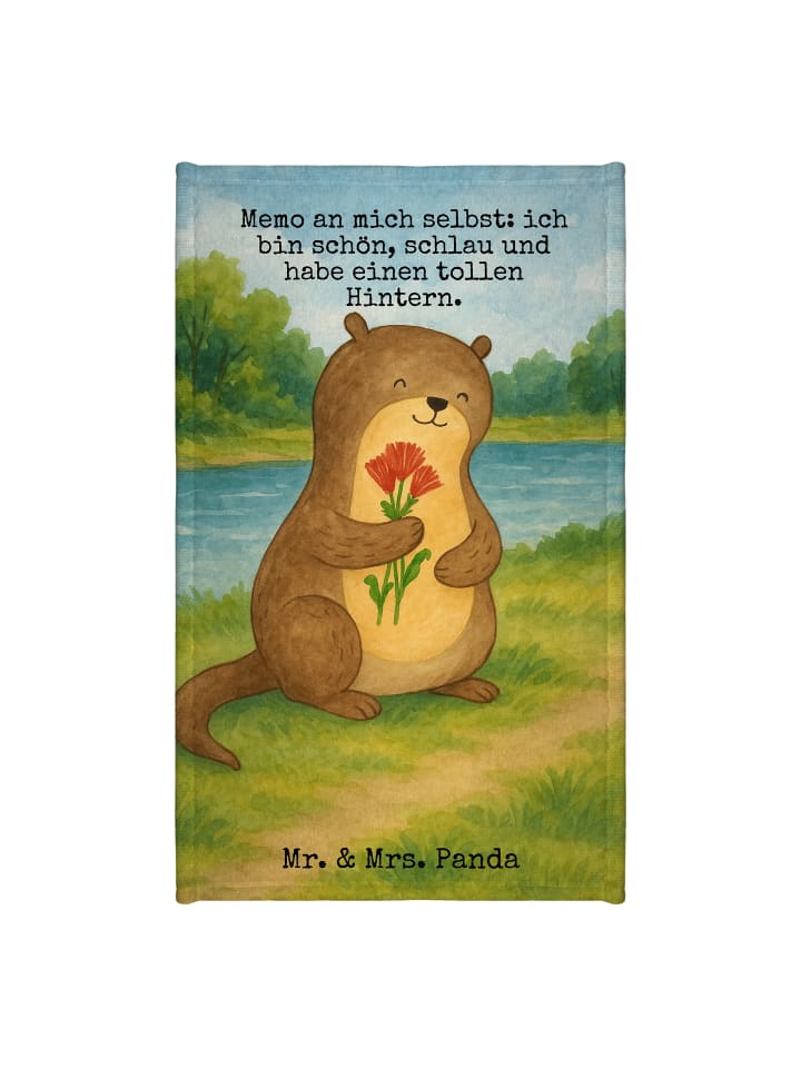 Handtuch Otter Blumenstrauß Design mit Spruch in Weiß