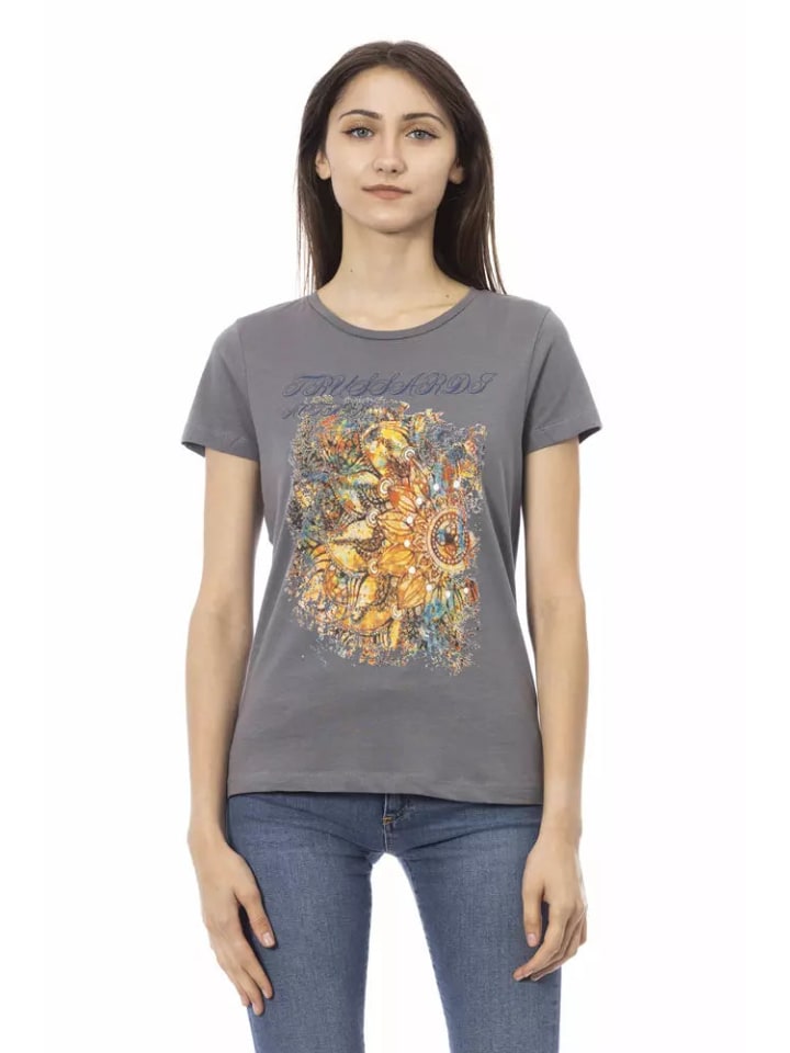 Grau Baumwolle Damen T-Shirt