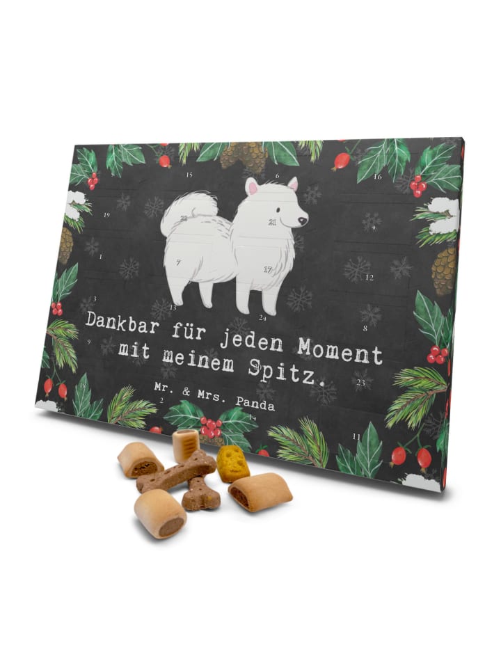 Adventskalender für Hunde Spitz Moment mit Spruch in Kreidetafel