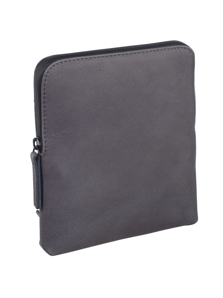 Den Haag Umhängetasche Leder 16 cm grau