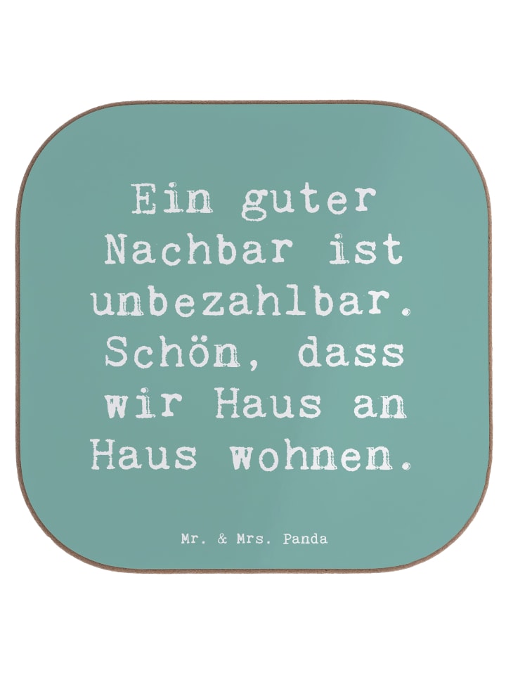 Untersetzer Spruch Guter Nachbar mit Spruch in Meeresbrise