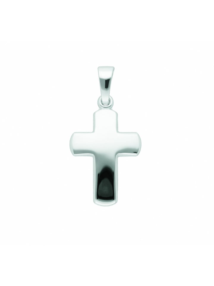 Damen & Herren 333 Weißgold Kreuz Anhänger in silber