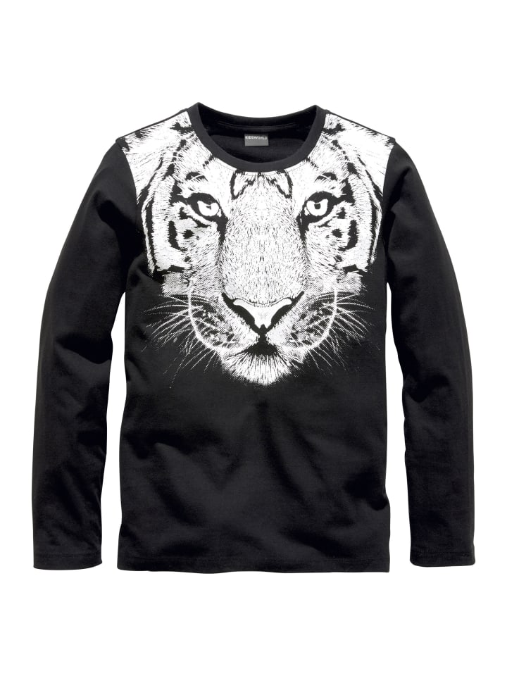 Langarmshirt in schwarz