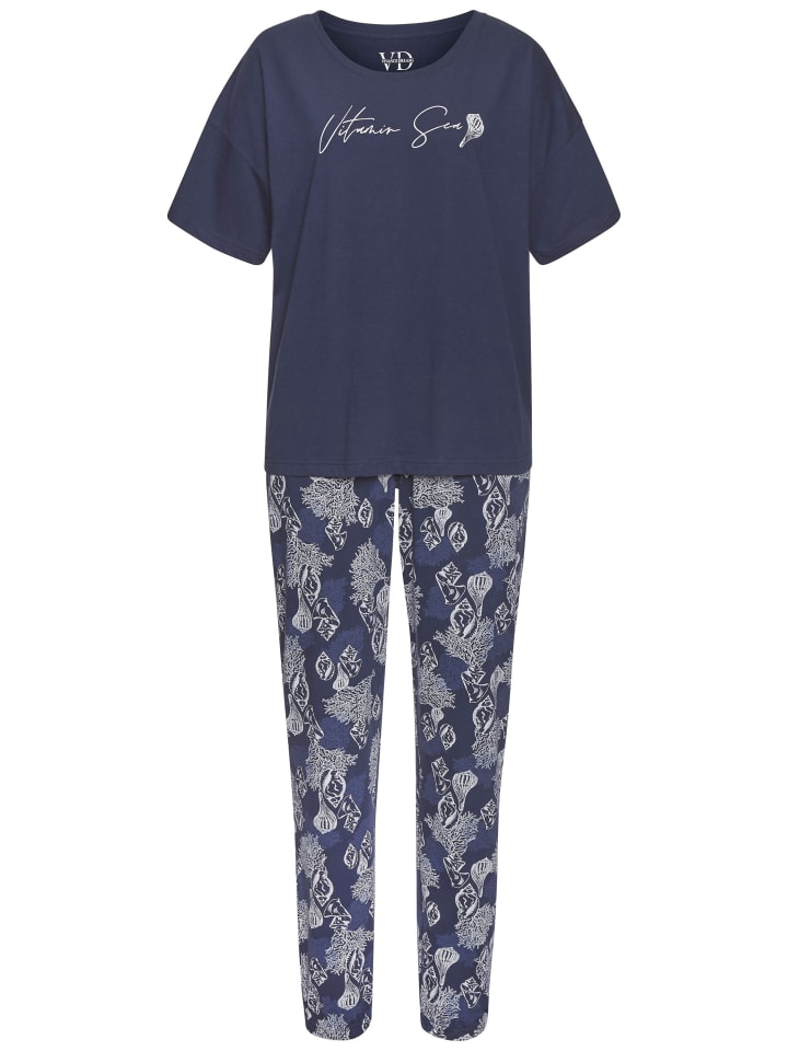 Pyjama in dunkelblau-gemustert