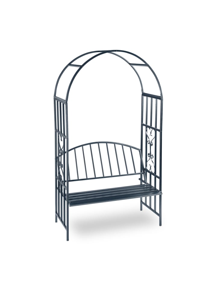 Rosenbogen mit Bank in Anthrazit - (B)115 x (H)205 x(T)50 cm