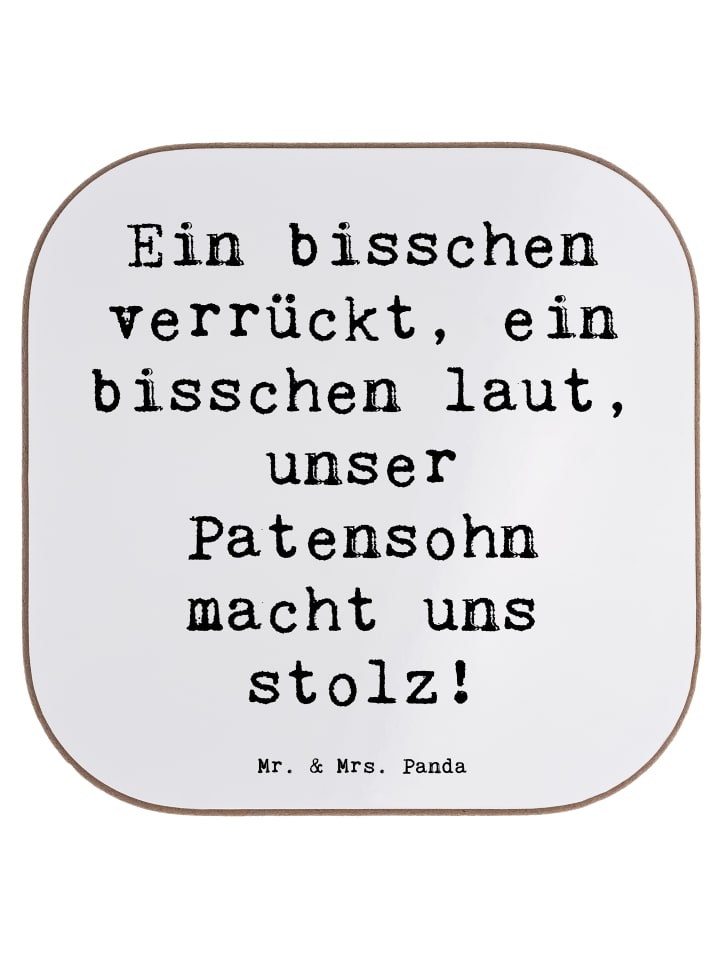 Untersetzer Stolzer Patensohn mit Spruch in Weiß