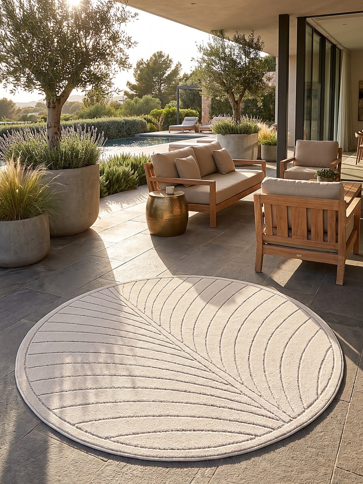Outdoorteppich ENGADIN modern Schlafzimmer Esszimmer Diele in Creme