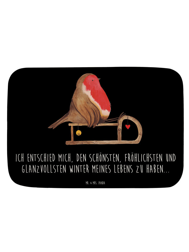 Badvorleger Rotkehlchen Schlitten mit Spruch in Schwarz