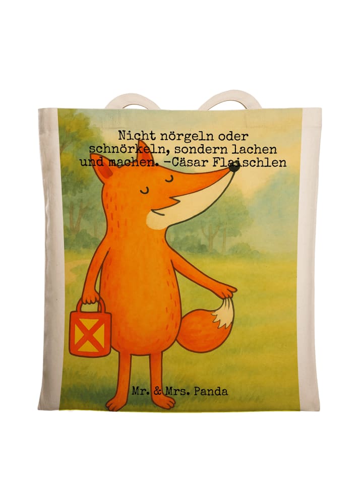 Tasche Fuchs Laterne Design mit Spruch in Weiß