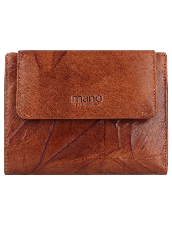 Donna Aurona Geldbörse RFID Leder 14 cm cognac